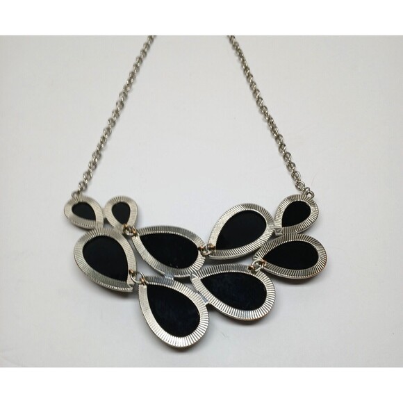 Black Teardrop Cluster Chunky Bib Necklace Pendant Gothic Statement Jewelry - Picture 4 of 8